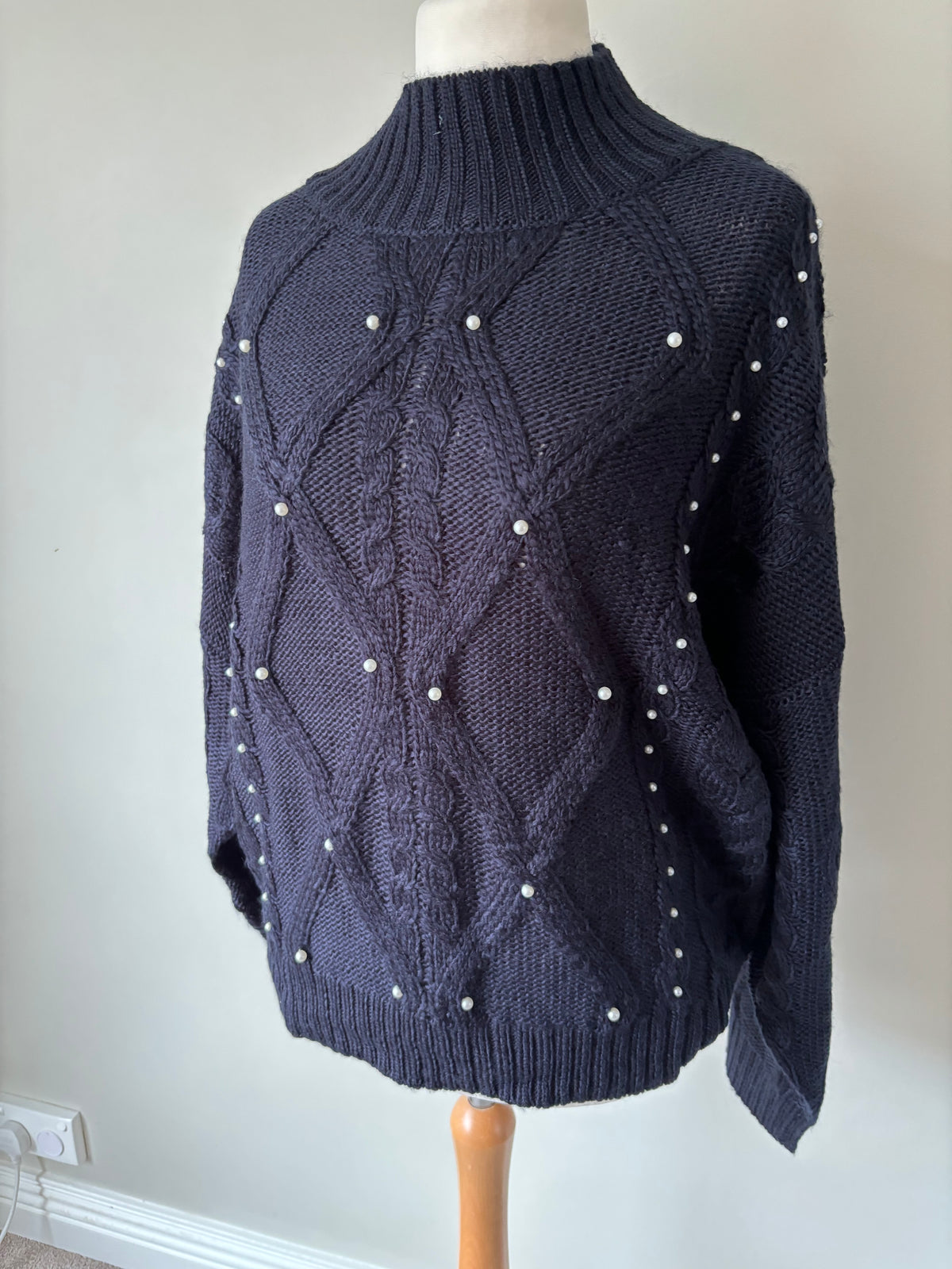 Pearl Trim Cable Jumper by Love Mark Heyes Size 16