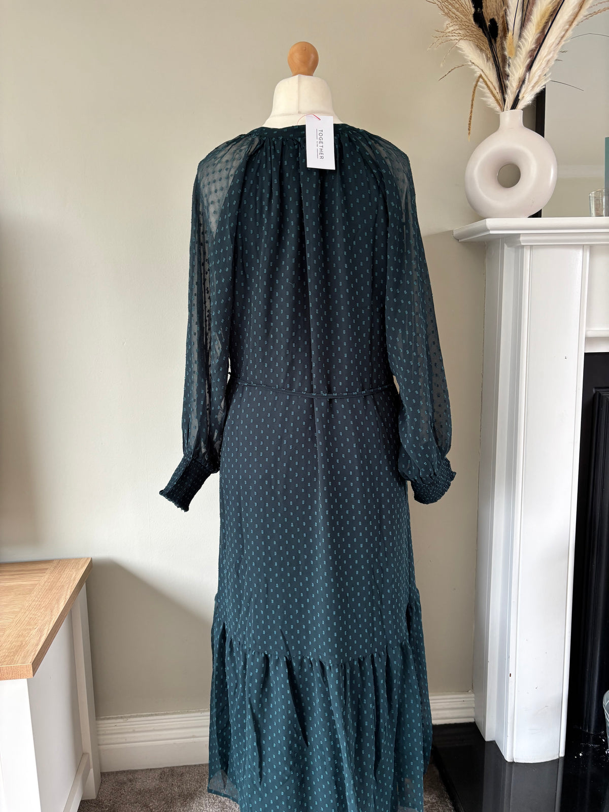 Together Teal Dobby Tiered Maxi Dress Size 20