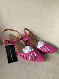 Fuchsia Pink Leather Court Shoes by KALEIDOSCOPE