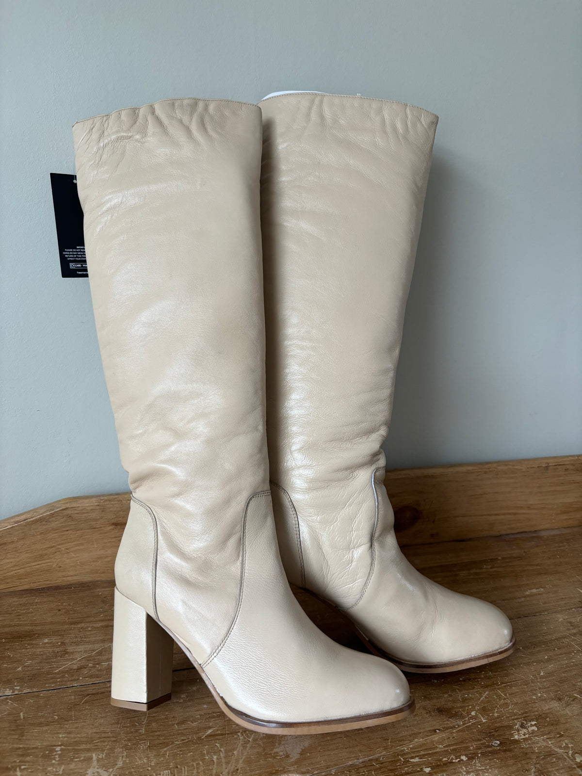 Kaleidoscope cream block heeled boots Size 5