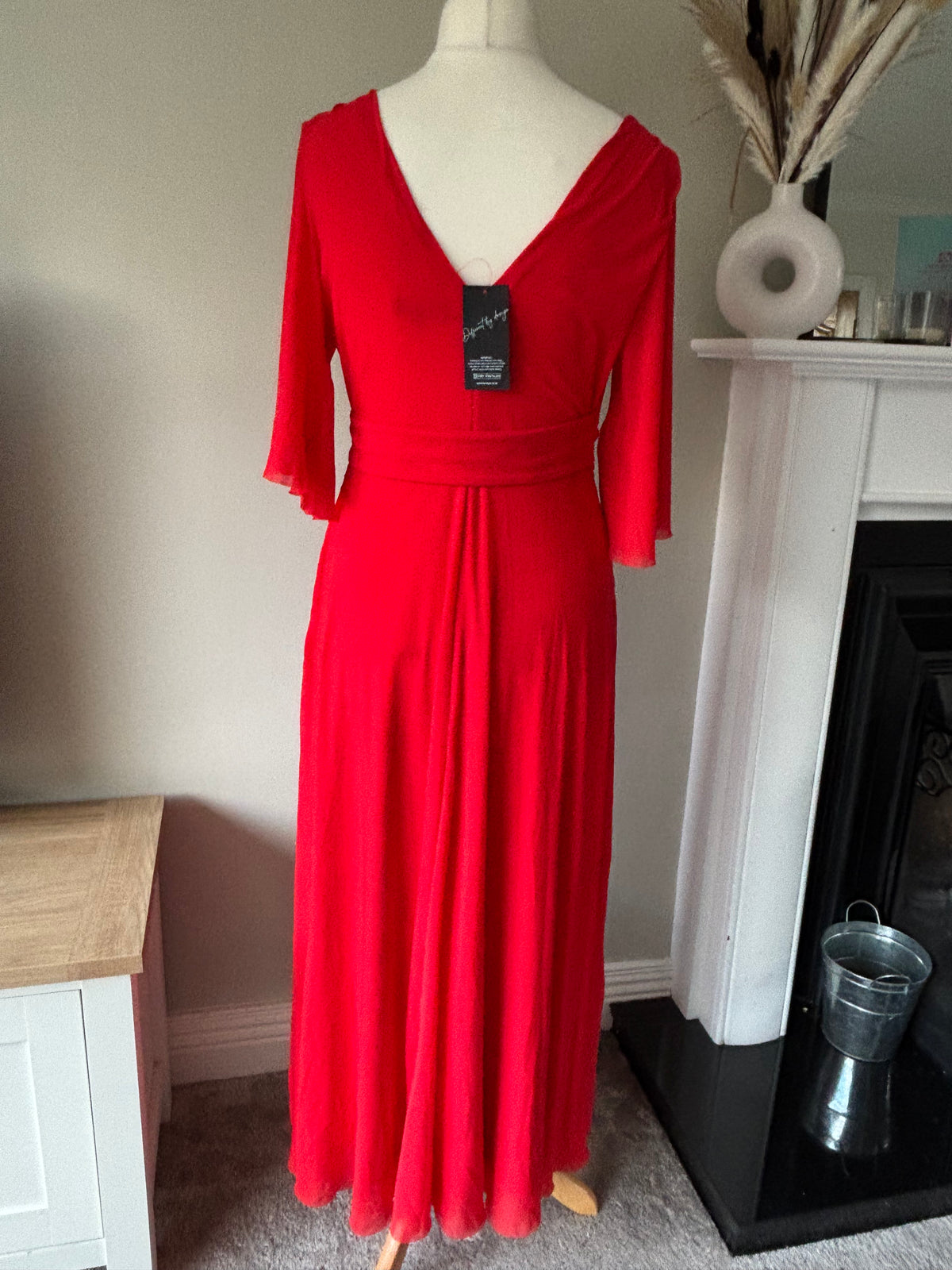 Red Mesh Maxi Dress By Kaledsicope size 14