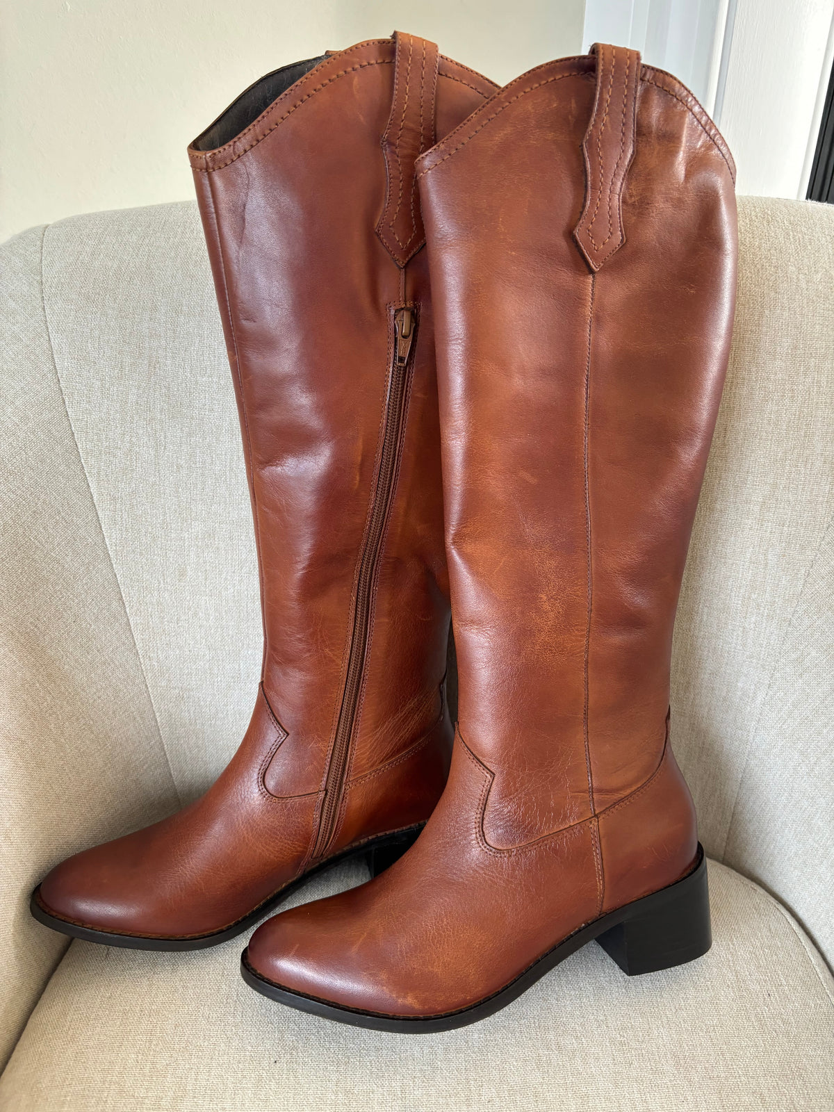 Tan Leather Ferns Knee High Boots by Ravel Size 5
