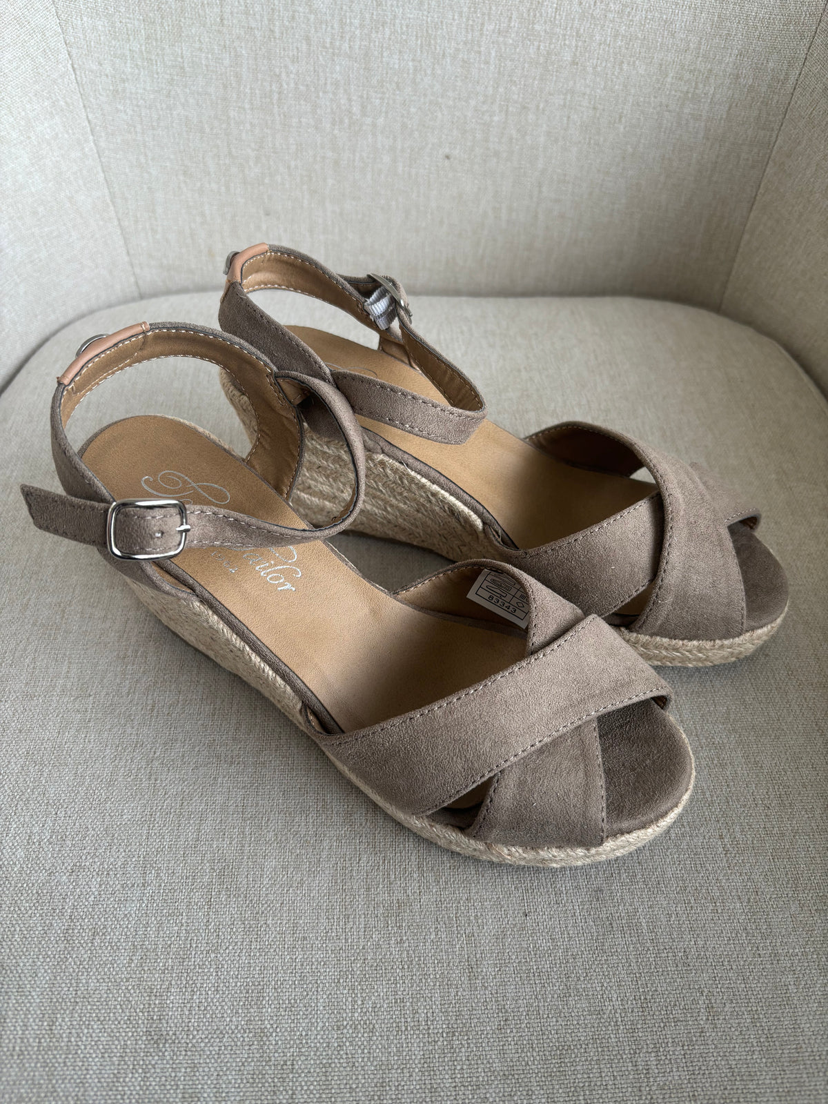 Tom Tailor Taupe Brown Wedge Sandals Size 4 UK