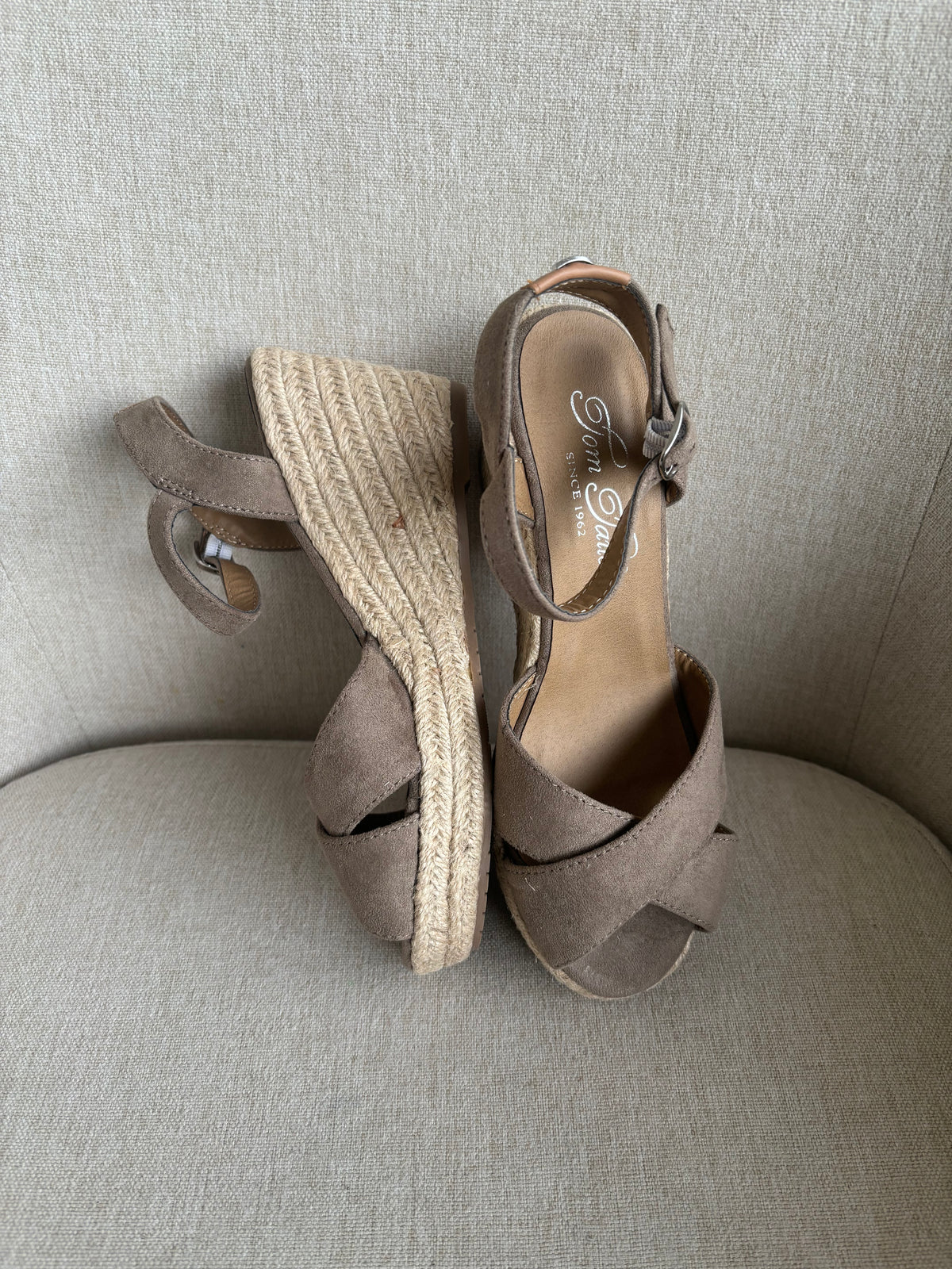 Tom Tailor Taupe Brown Wedge Sandals Size 4 UK