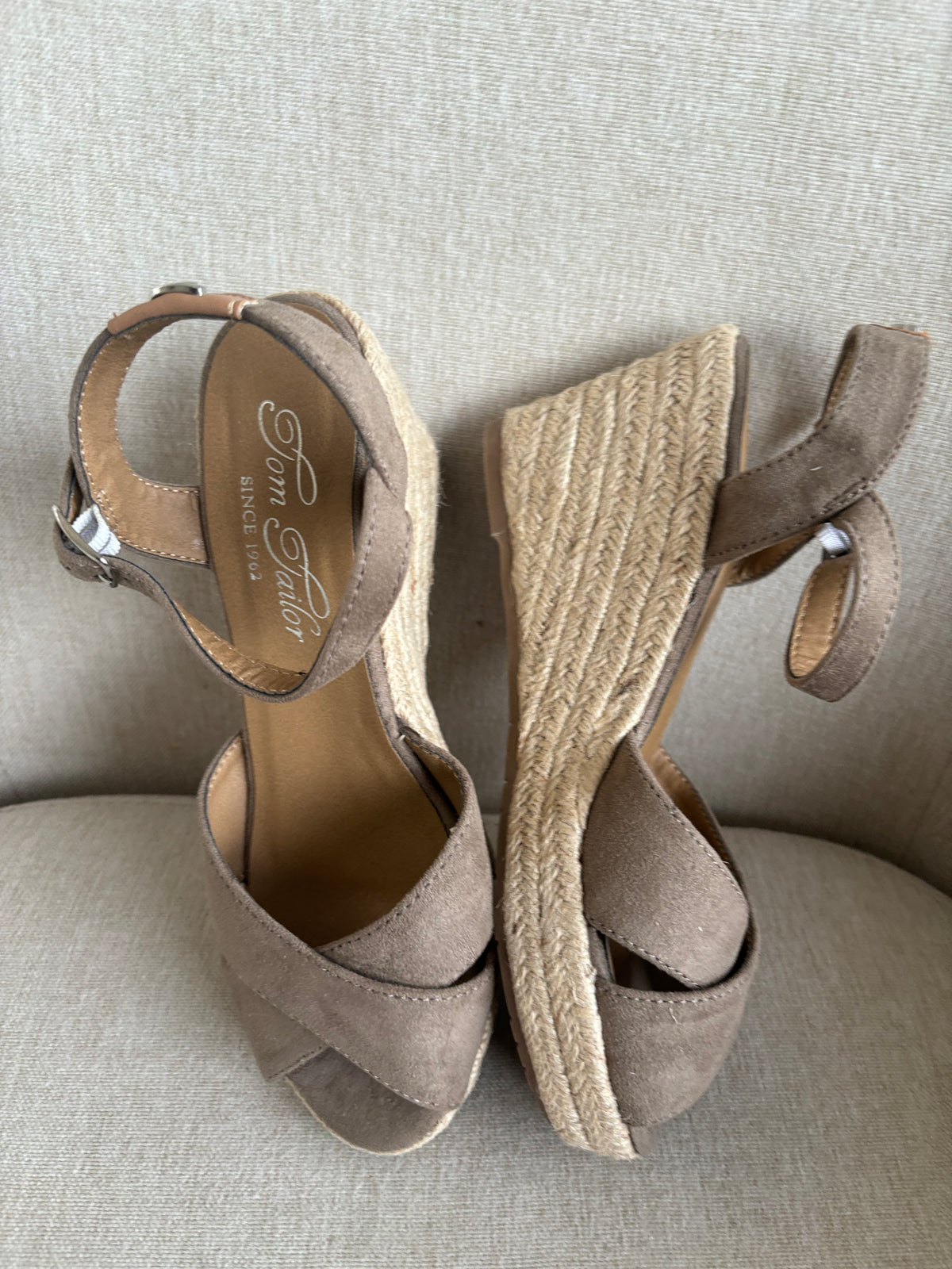 Tom Tailor Taupe Brown Wedge Sandals Size 4 UK