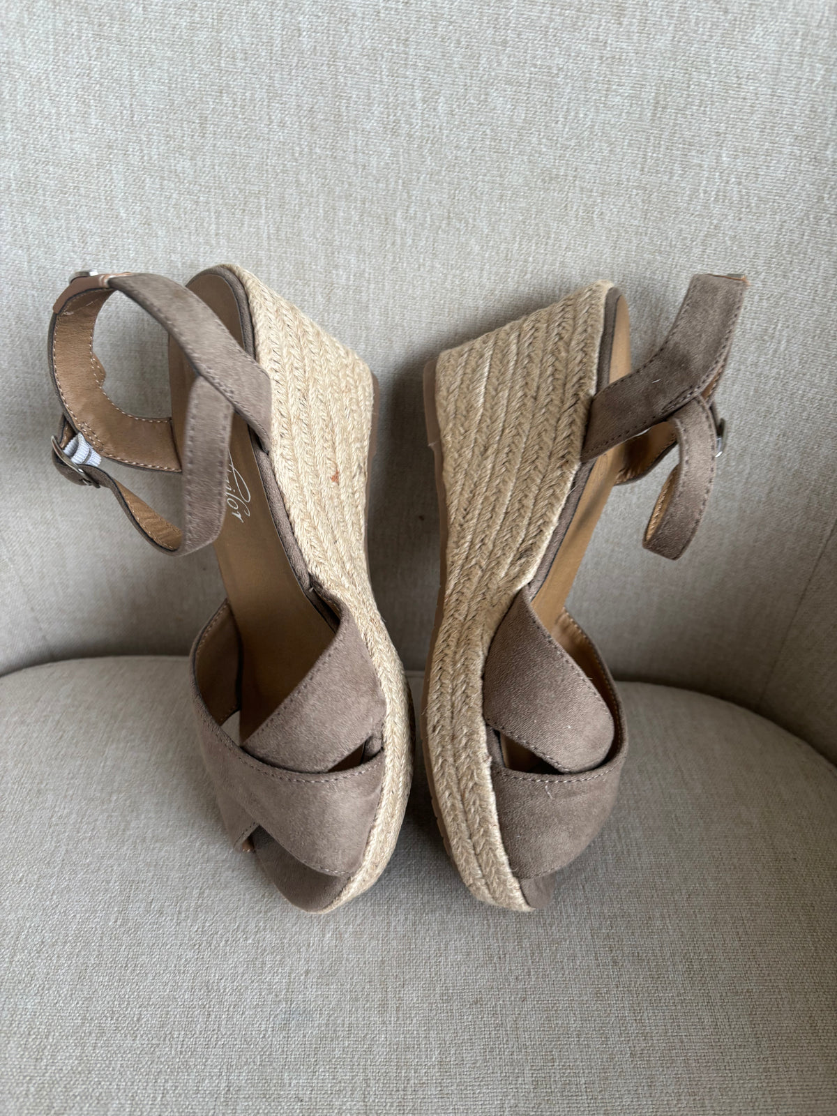 Tom Tailor Taupe Brown Wedge Sandals Size 4 UK