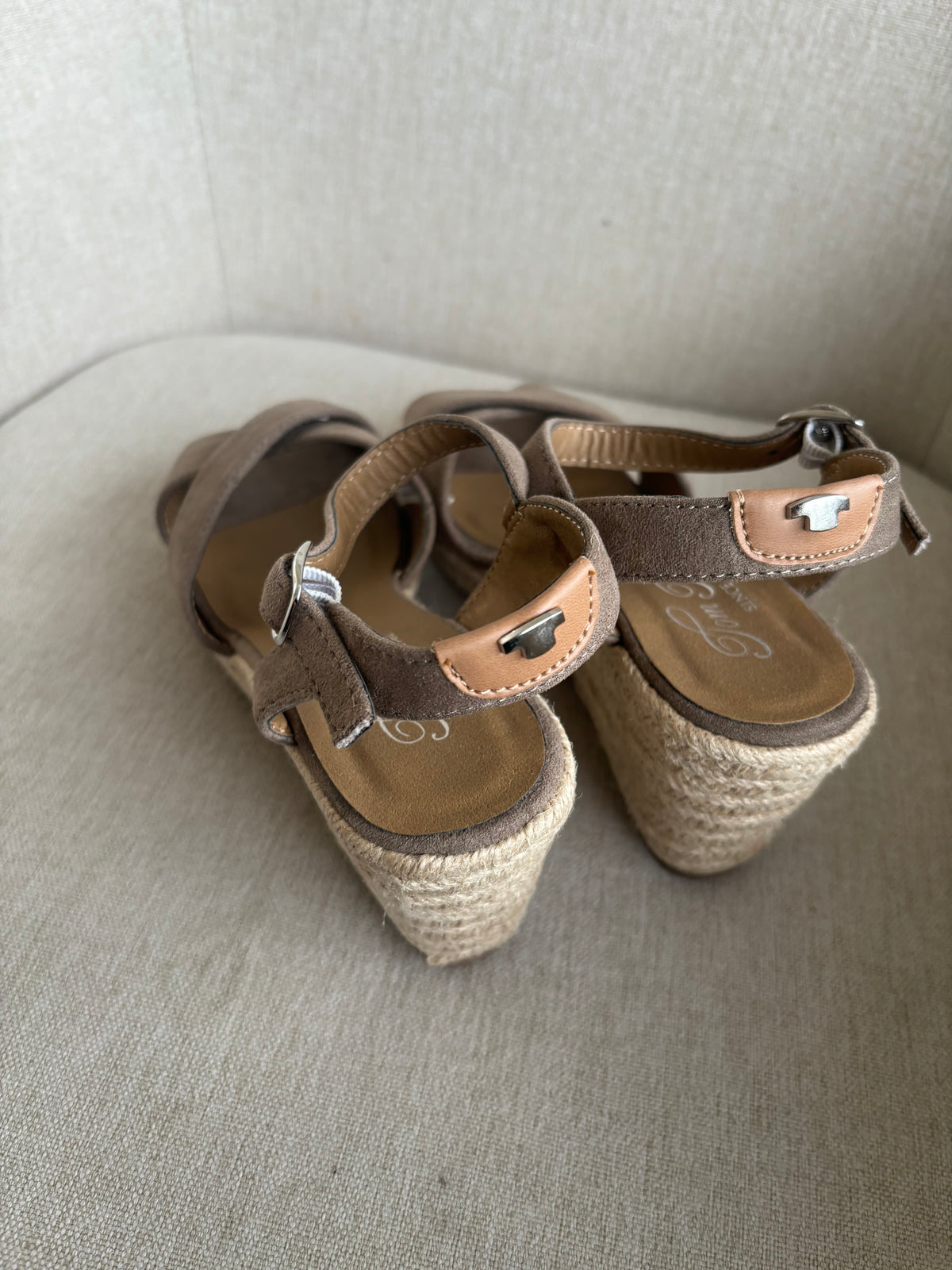 Tom Tailor Taupe Brown Wedge Sandals Size 4 UK