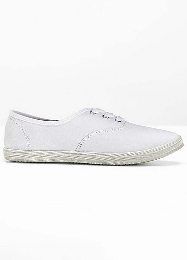 White  Lace-Up Plimsoll By BPC - Size  4