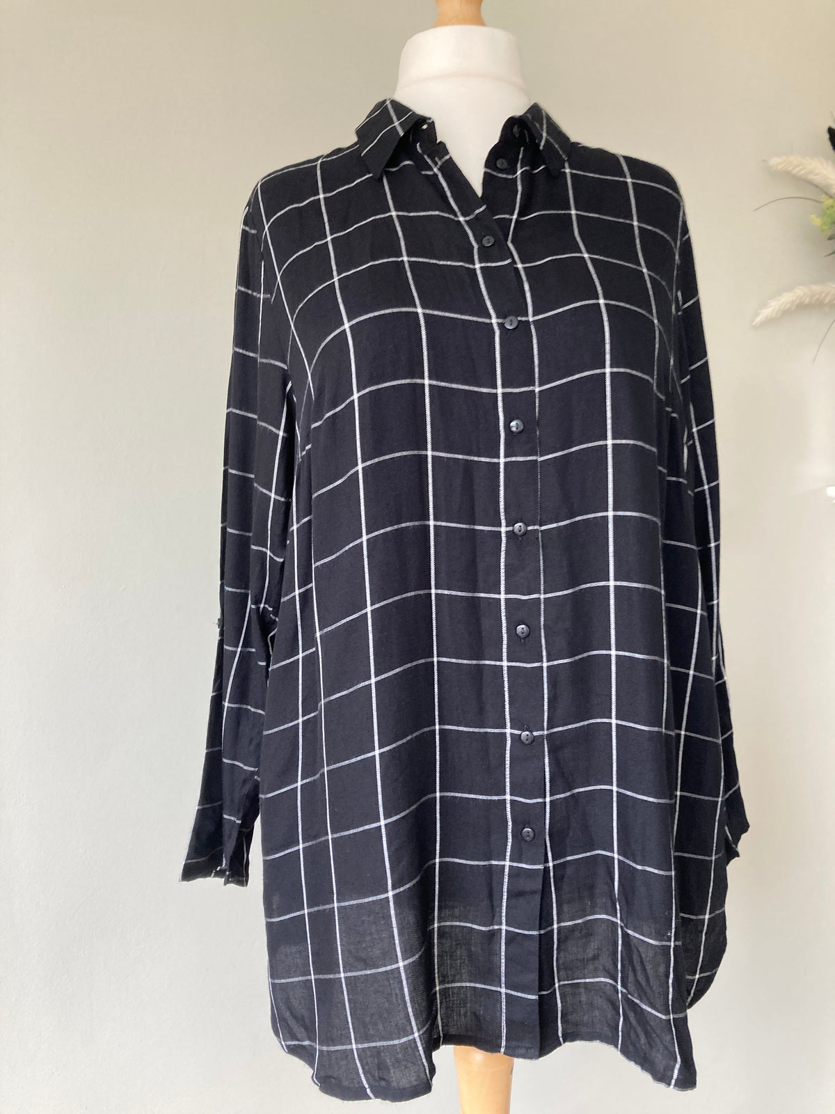 Checked Longline Blouse by BONPRIX