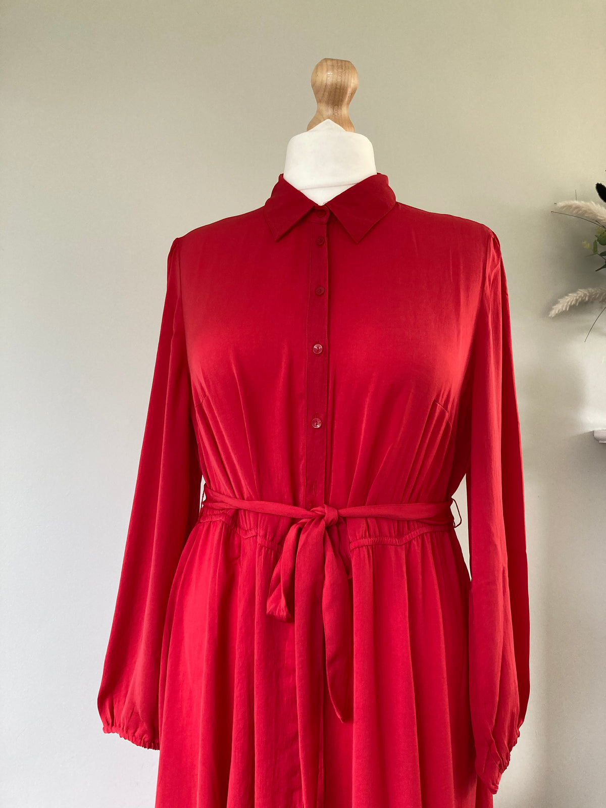 Red belted shirt dress by BPC
