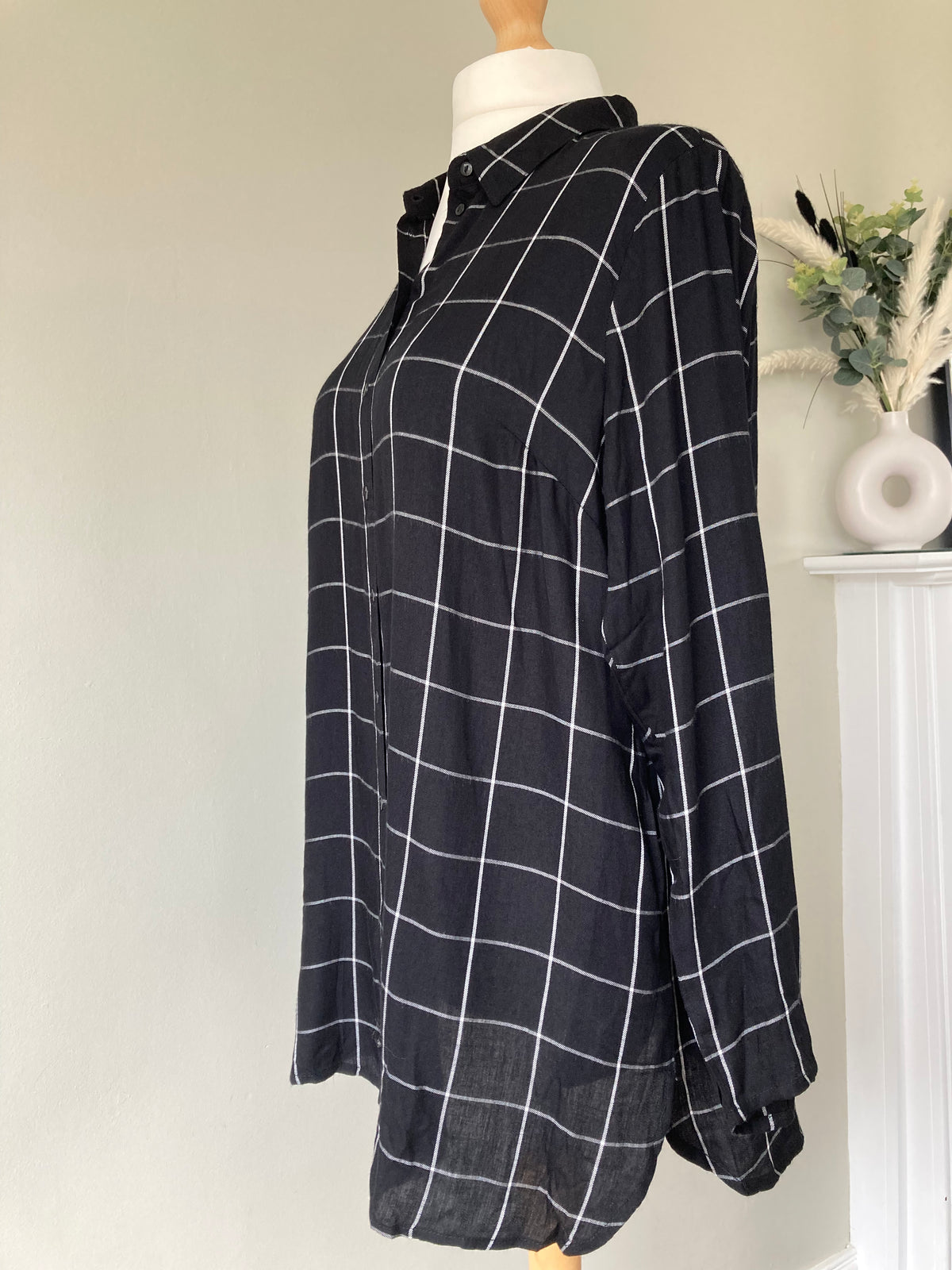 Checked Longline Blouse by BONPRIX