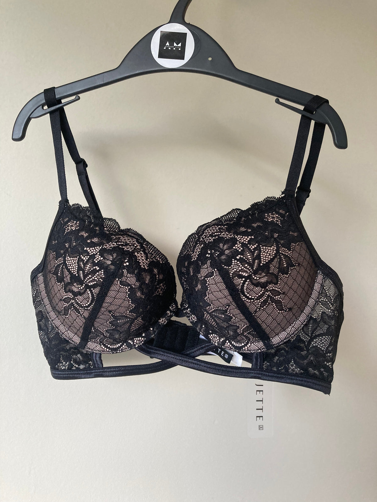 Black Push Up Padded/ Lace Bra bby JETTE - Cup 36A