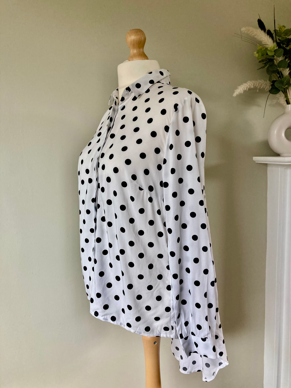 Black & White Polka Dot Shirt by BONPRIX - size 16