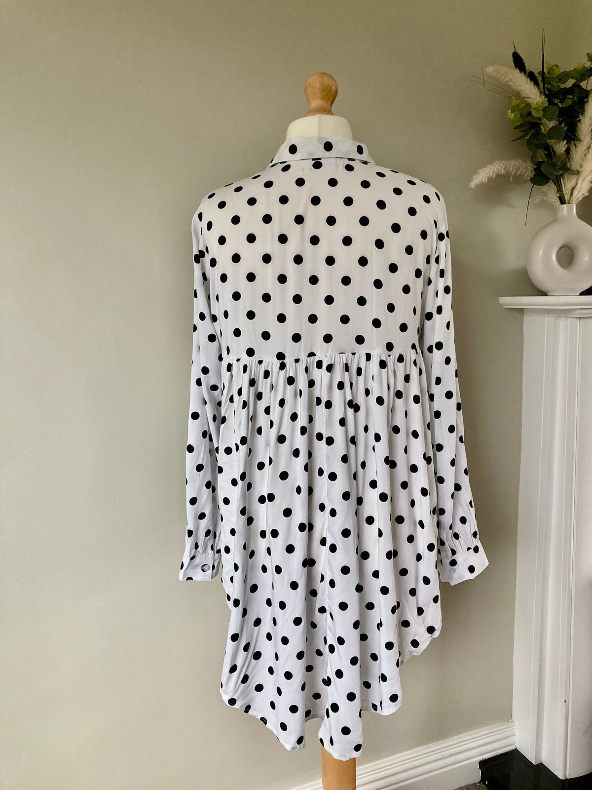 Black & White Polka Dot Shirt by BONPRIX - size 16