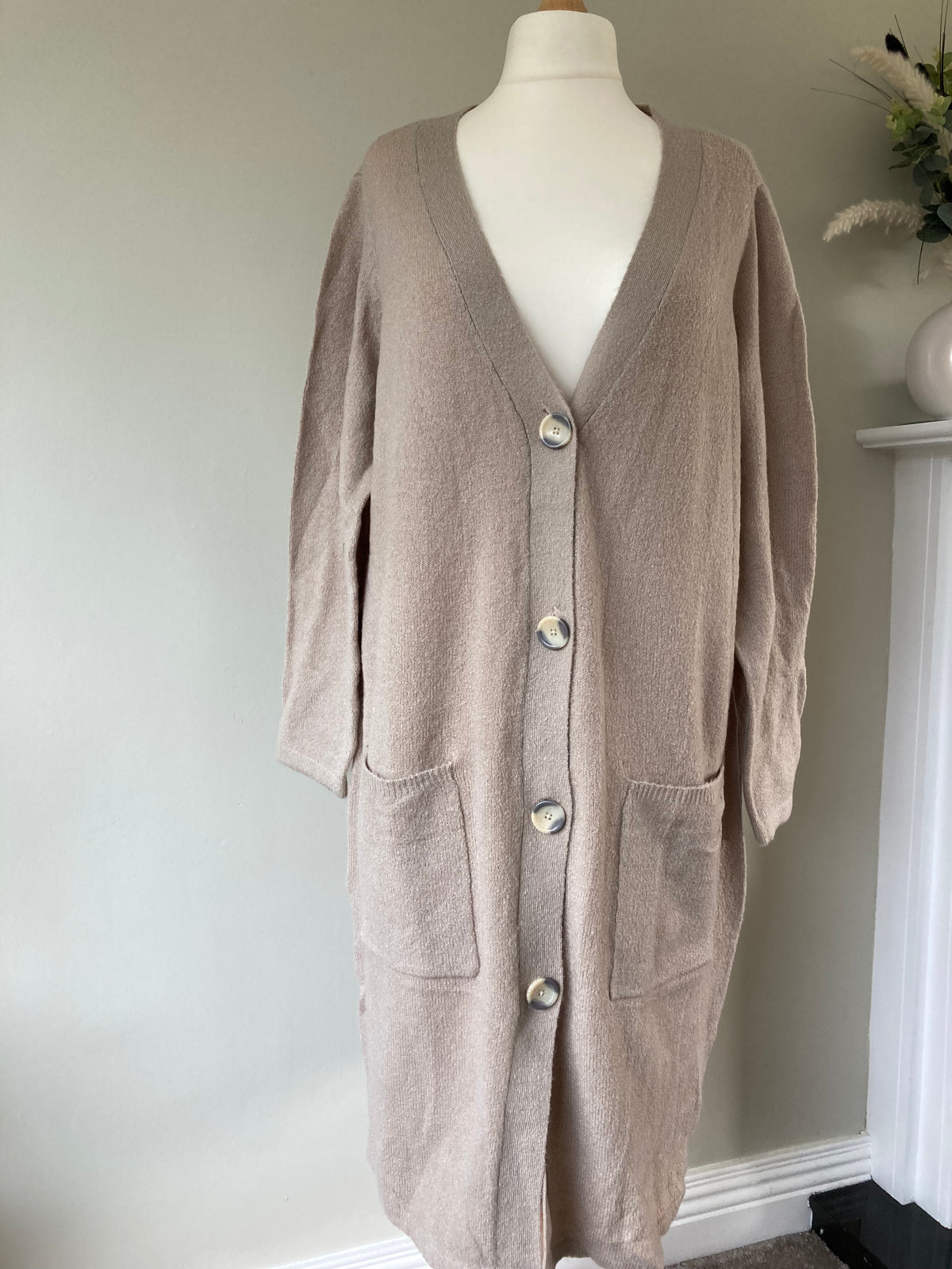 Long Beige Cardigan