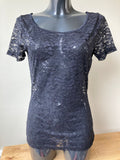 Black Lace Shirt by PETITE FLEUR - Size 12
