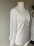 Ivory Blouse with Spot Sheer Sleeves