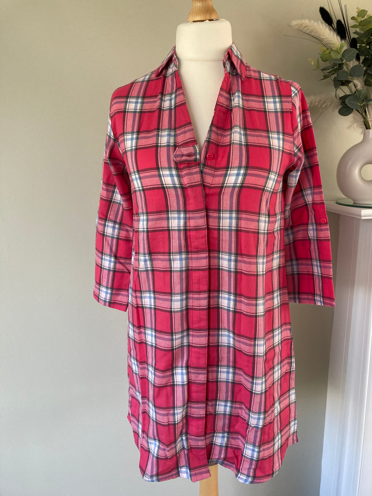 Pink Checked Nightdress by H.I.S - Size 6/8